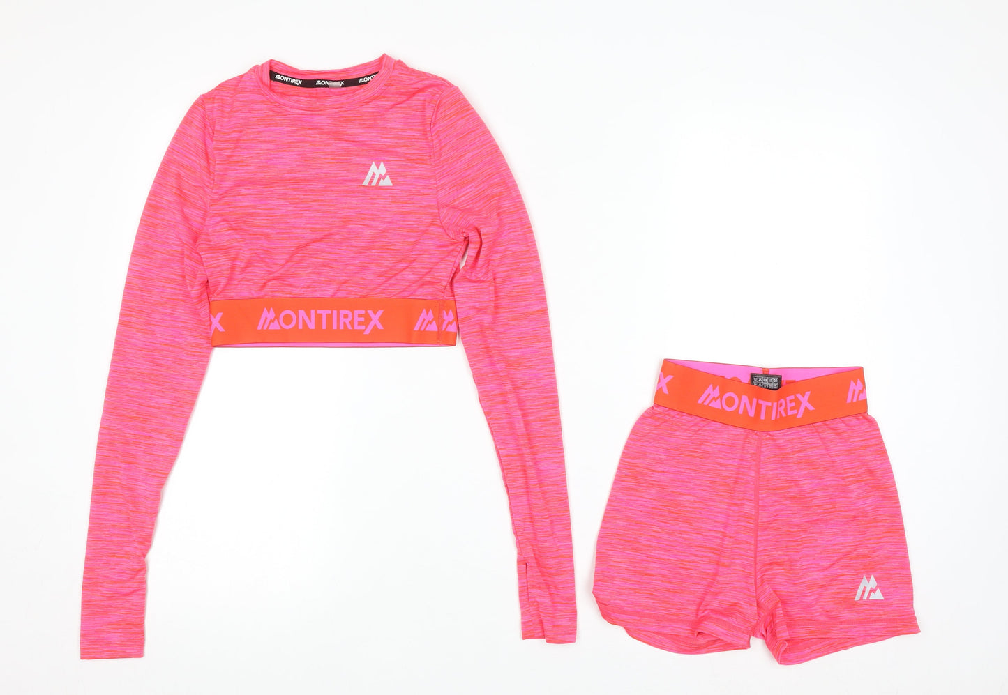 Montirex Womens Pink XXS Trail Icon Crop & Booty Short Set Polyester Blend