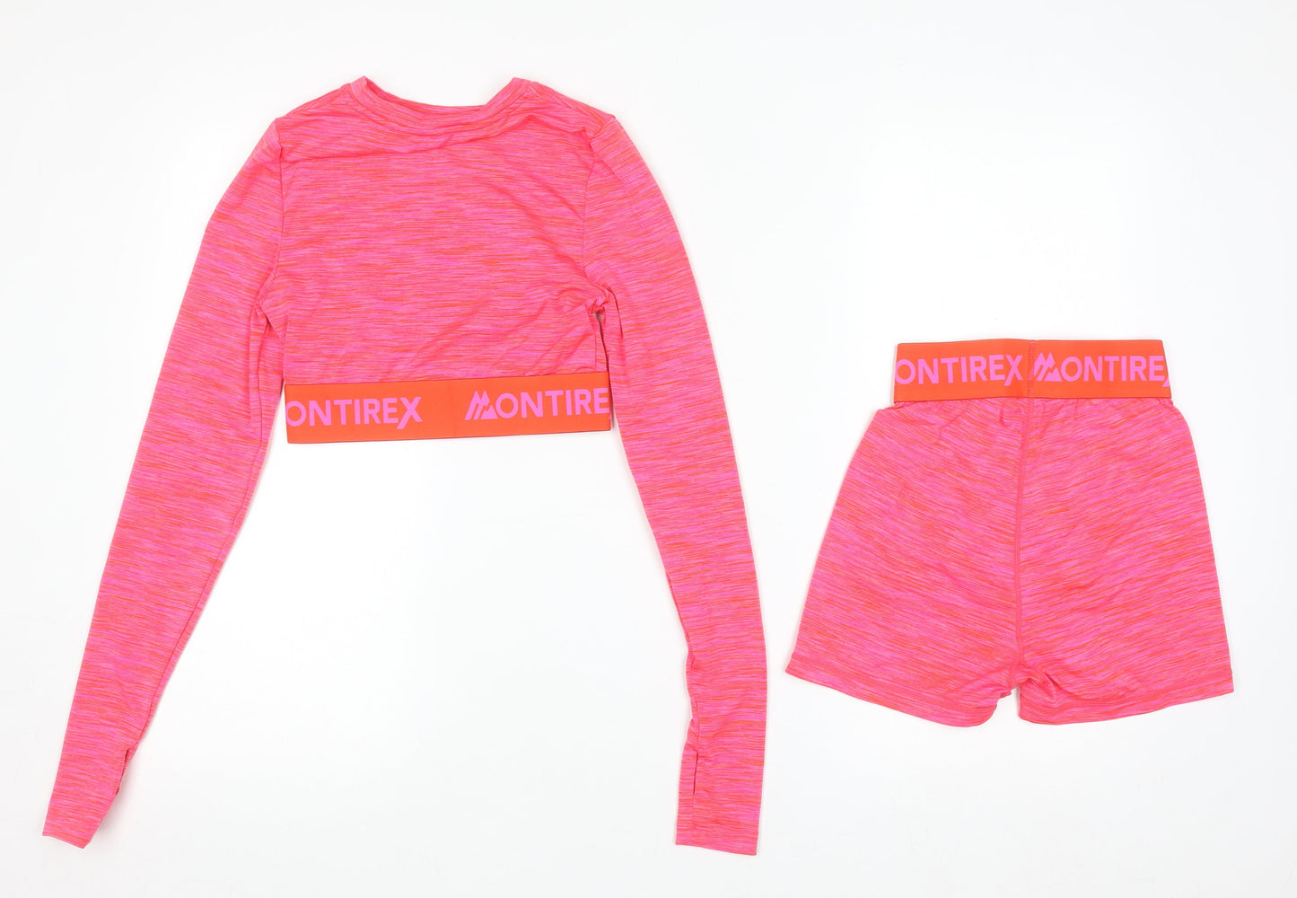 Montirex Womens Pink XXS Trail Icon Crop & Booty Short Set Polyester Blend