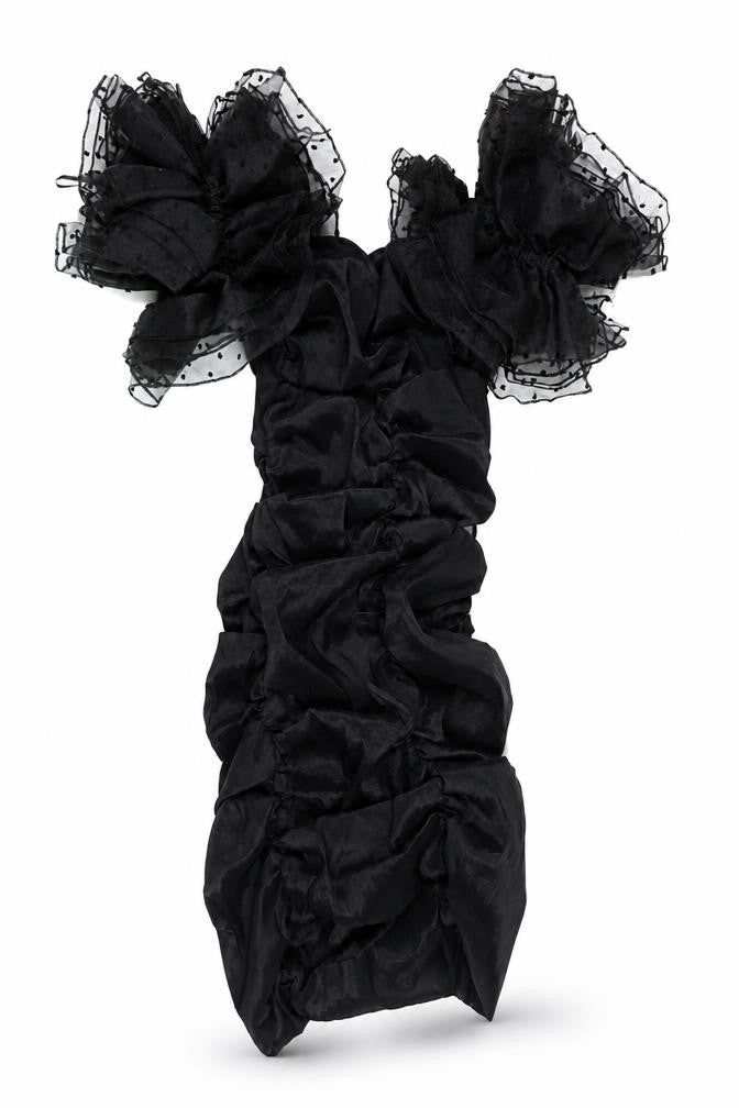 Bershka Women's Black Off Shoulder Puff Sleeve Bodycon Mini Dress Size 8