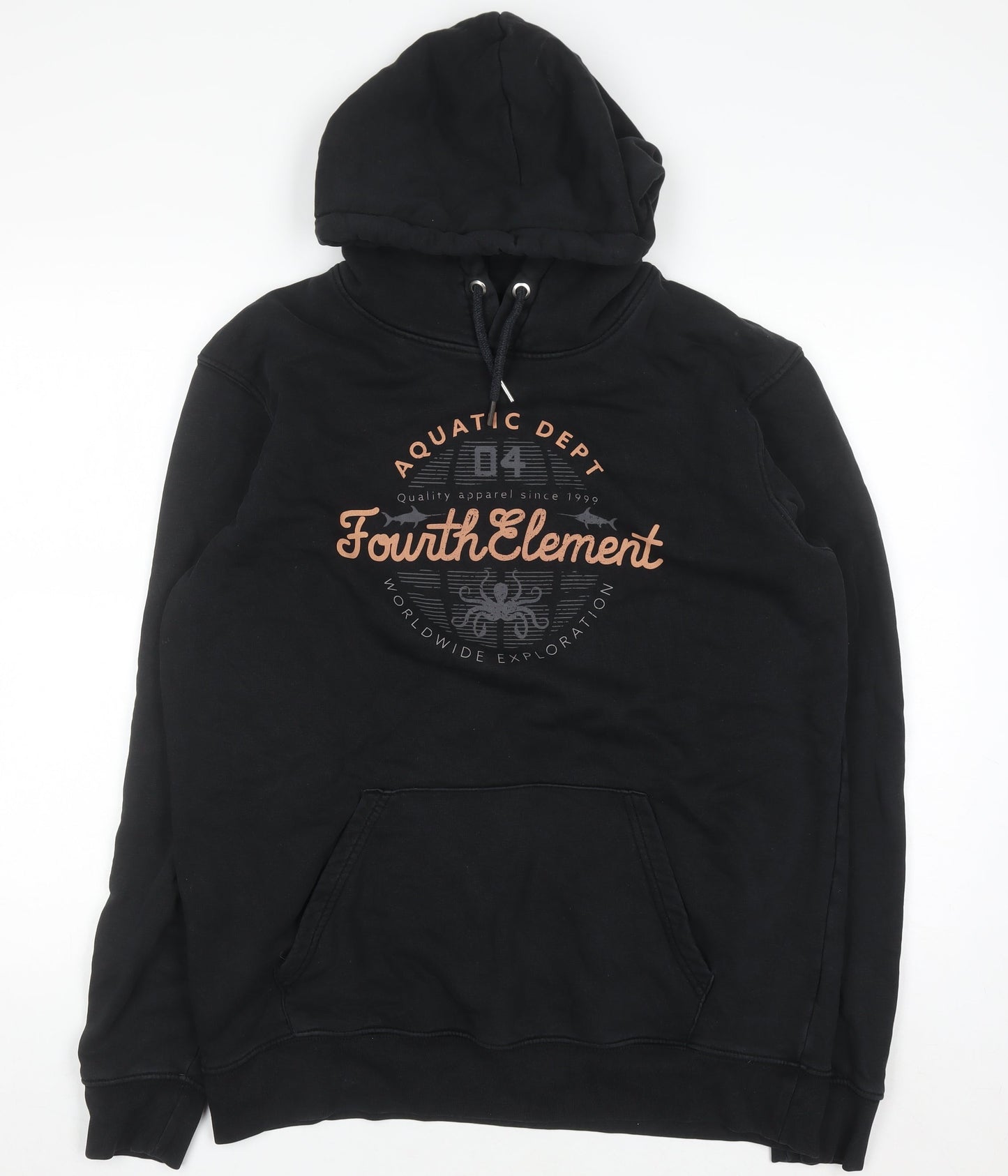 Fourth Element Women's Black Pullover Hoodie UK 16 Organic Cotton Blend