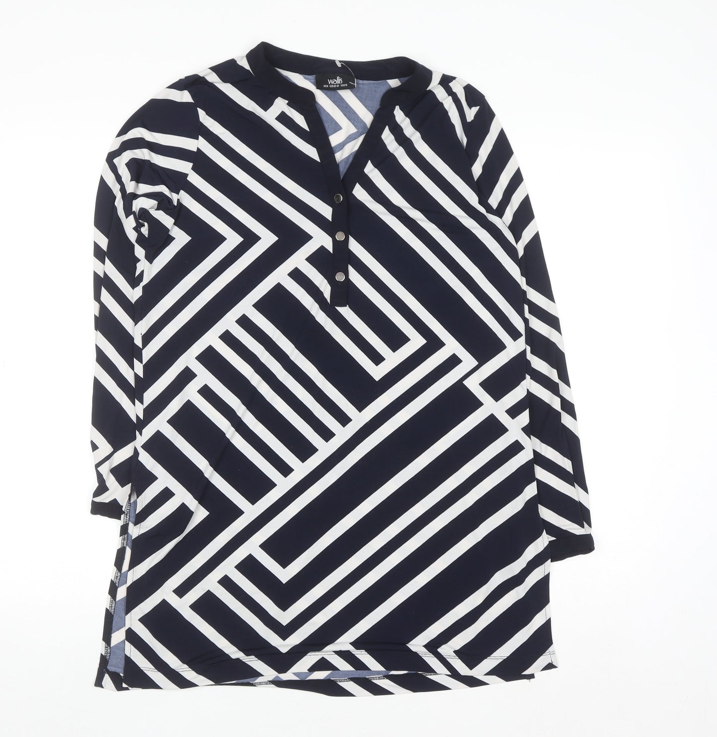 Wallis Women's Blue Geometric Tunic Blouse Size M