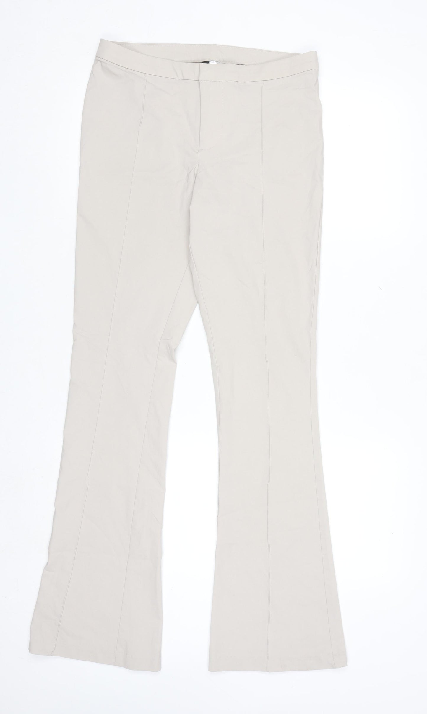 H&M Divided Women's Beige Flared Stretch Trousers Size 10