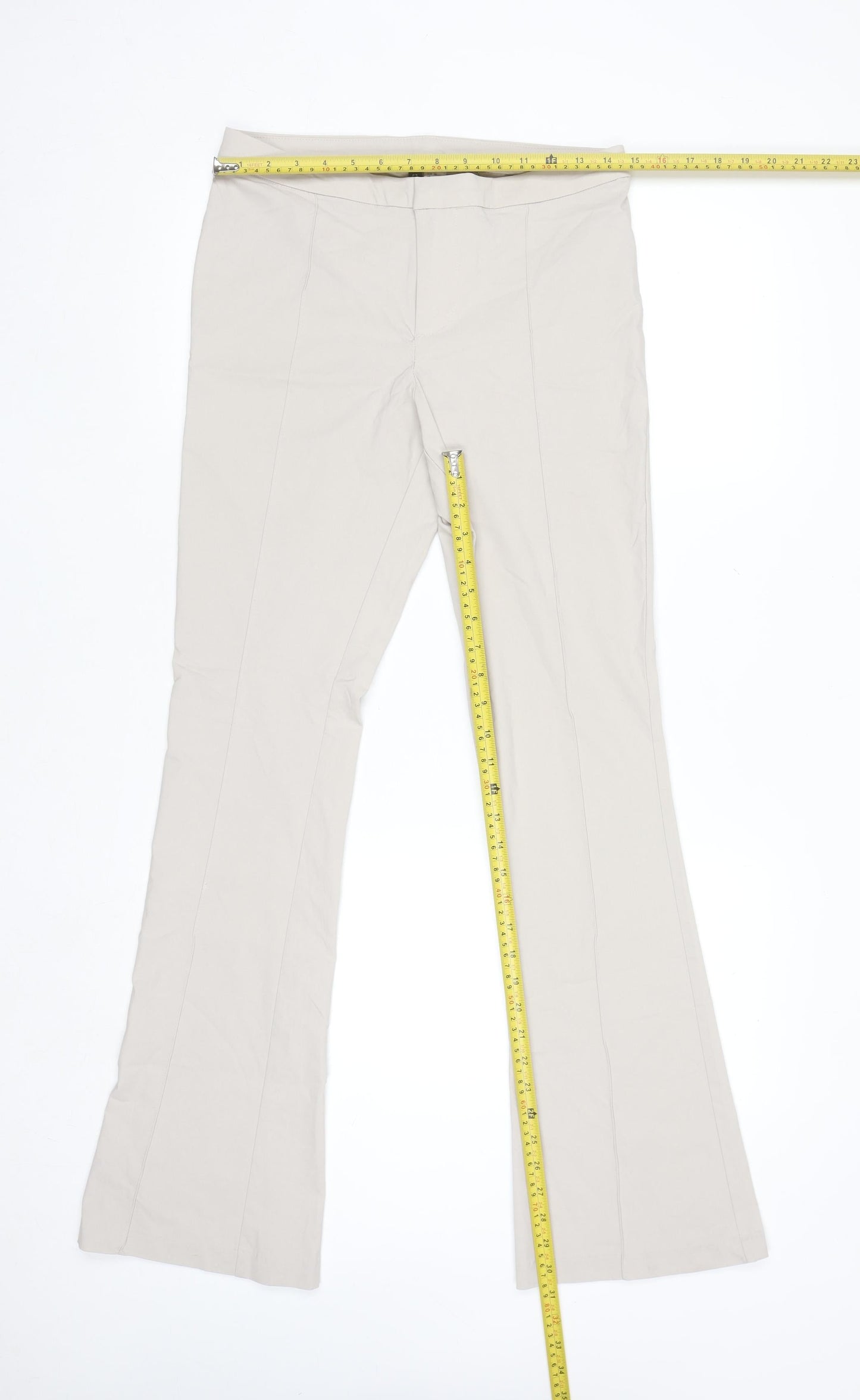 H&M Divided Women's Beige Flared Stretch Trousers Size 10