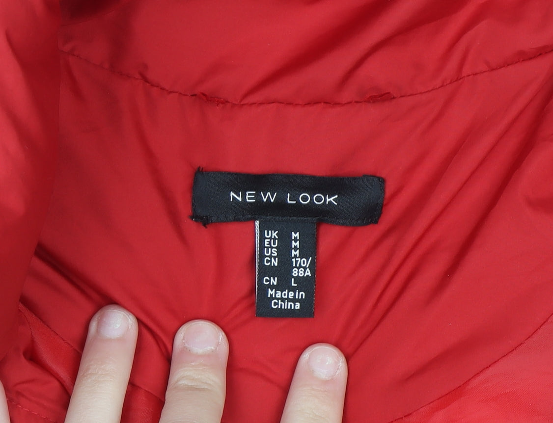 New Look Women's Red Short Puffer Jacket Size M Winter Casual