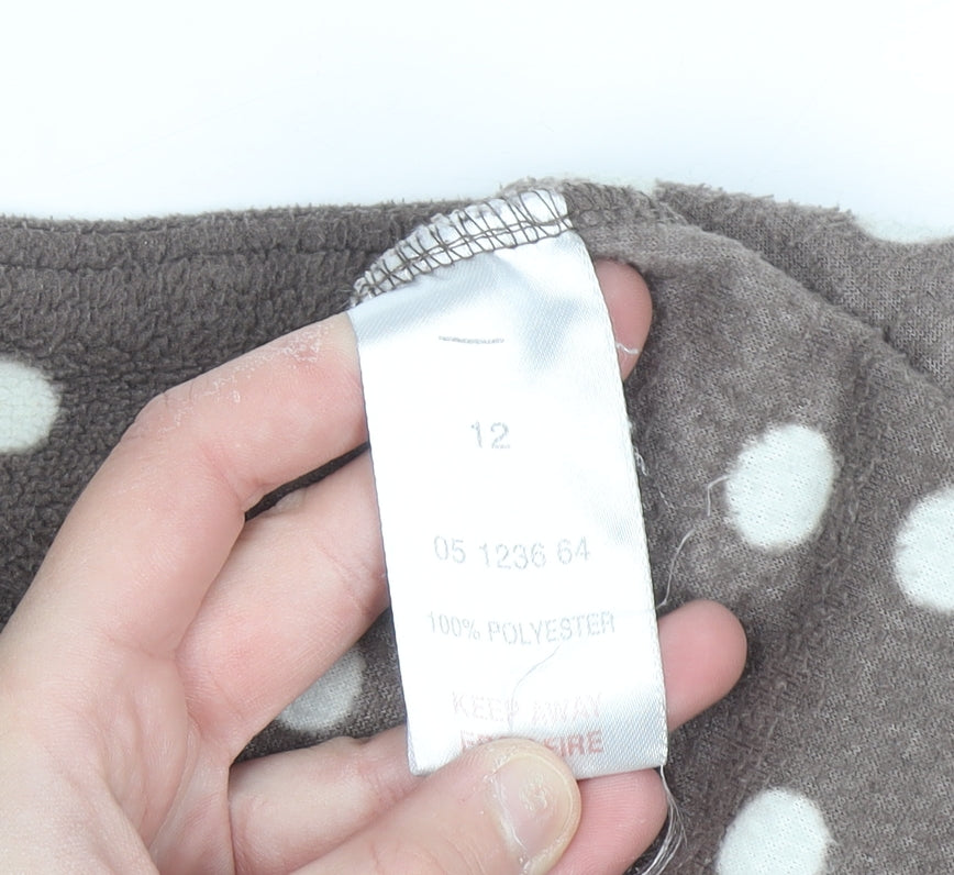 Peter Storm Womens Brown Polka Dot Fleece Pullover Size 12