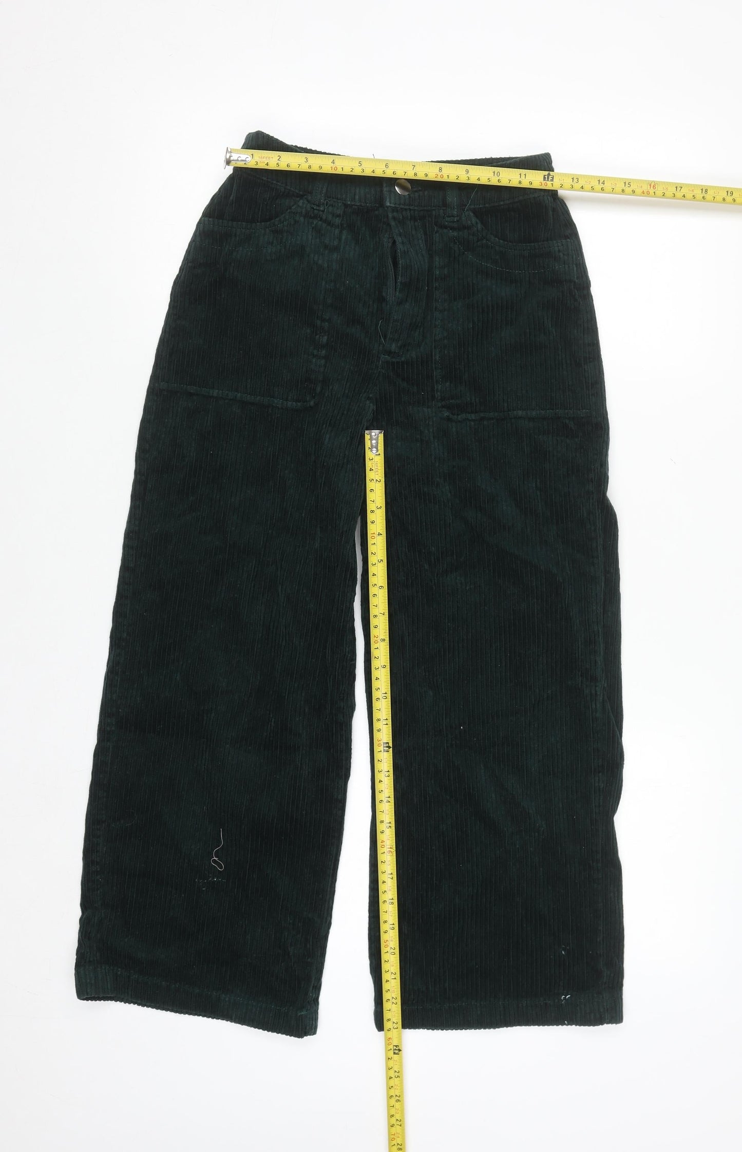 Forever 21 Women’s Green Corduroy Wide-Leg Chino Trousers XS