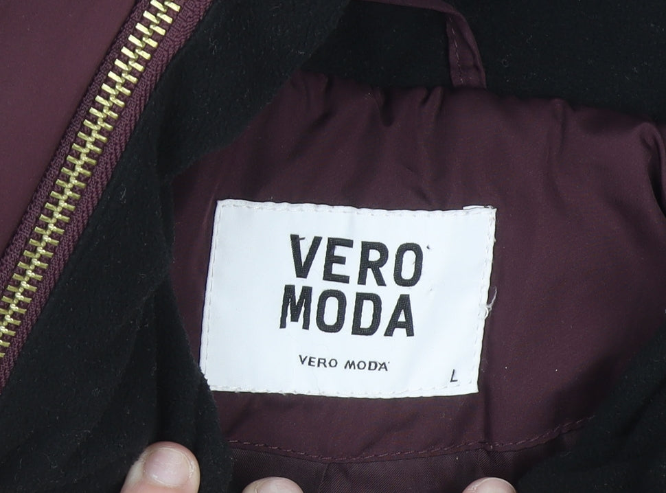 Vero Moda Women's Purple Puffer Jacket L Lightweight Winter Coat