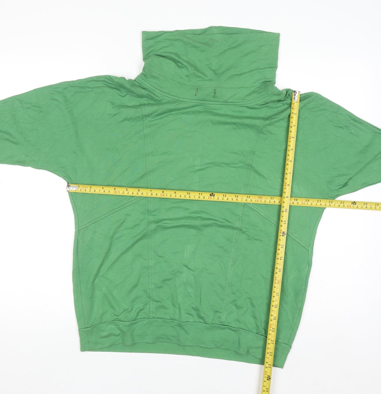 Bianca Women Green Size 12 Cowl Neck Pullover Sweatshirt