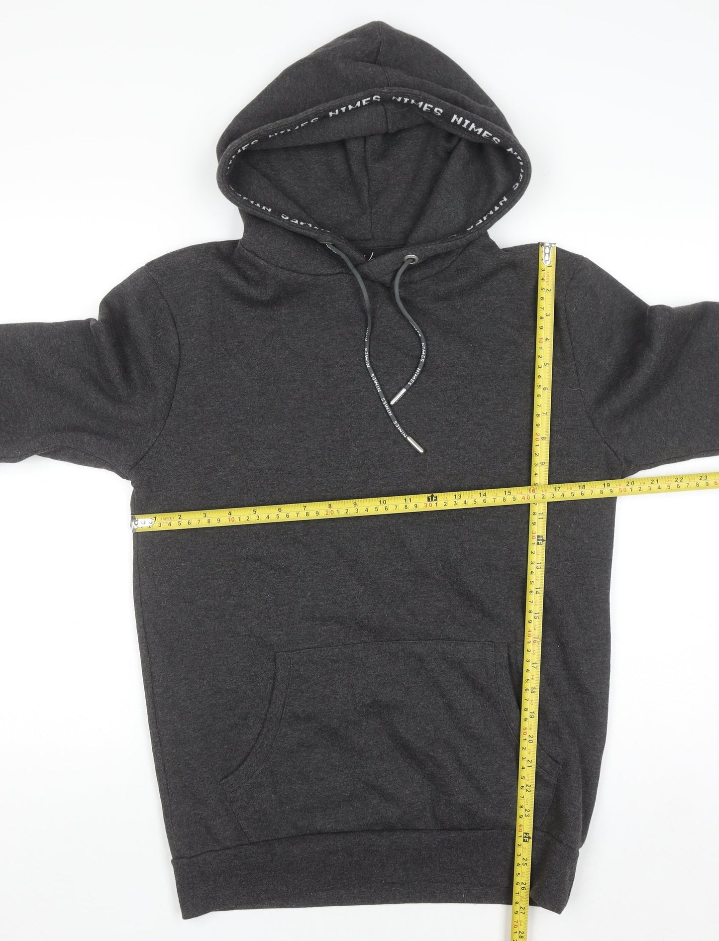 Nimes Mens Grey Pullover Hoodie S Regular Fit Fleece Sweatshirt
