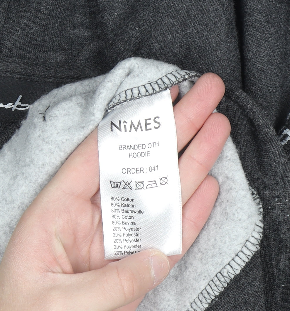 Nimes Mens Grey Pullover Hoodie S Regular Fit Fleece Sweatshirt