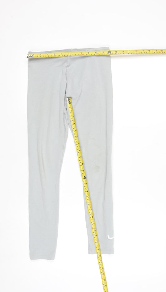 Nike Grey Teen Girls Stretch Cotton Leggings Size 146 Slim Fit