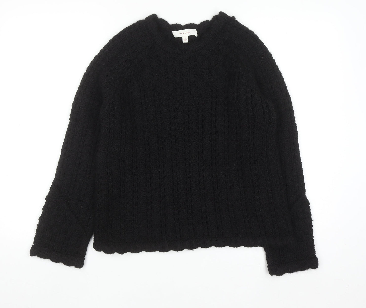 Marks and Spencer Per Una Women Black S Chunky Knit Pullover Jumper