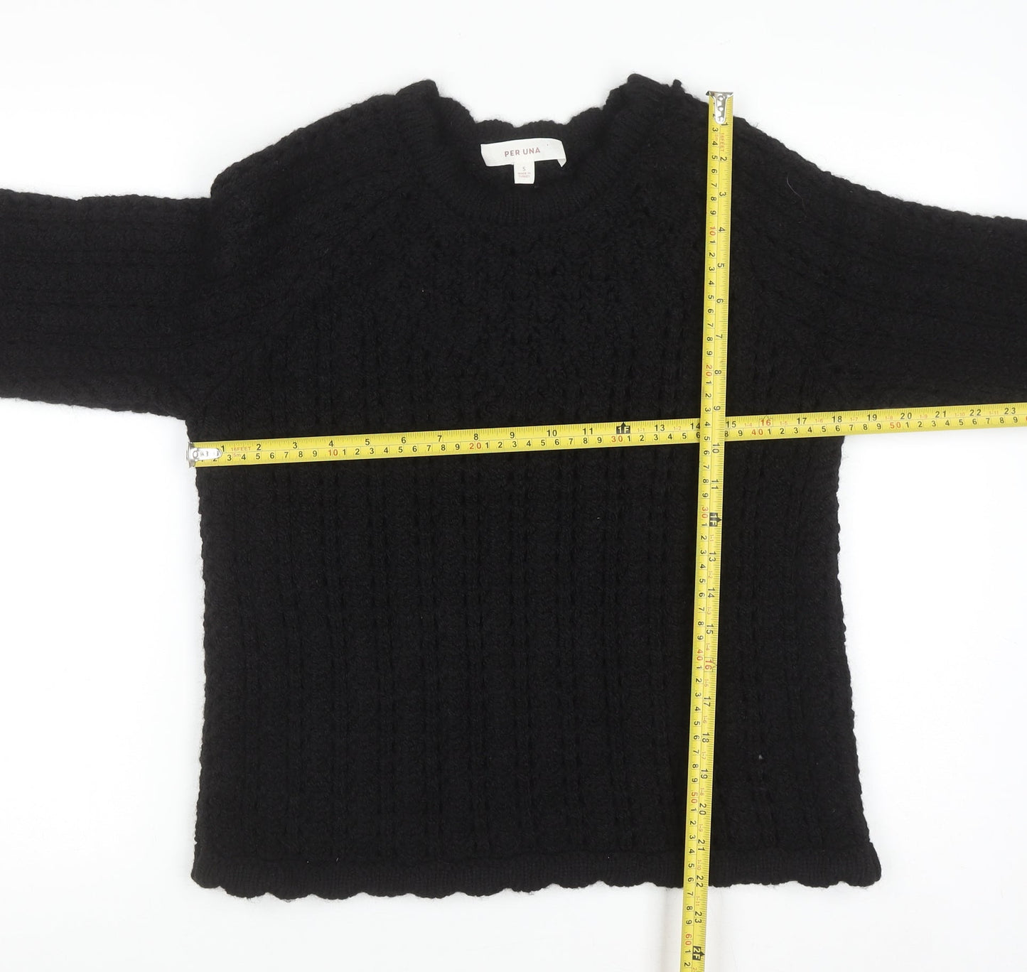 Marks and Spencer Per Una Women Black S Chunky Knit Pullover Jumper