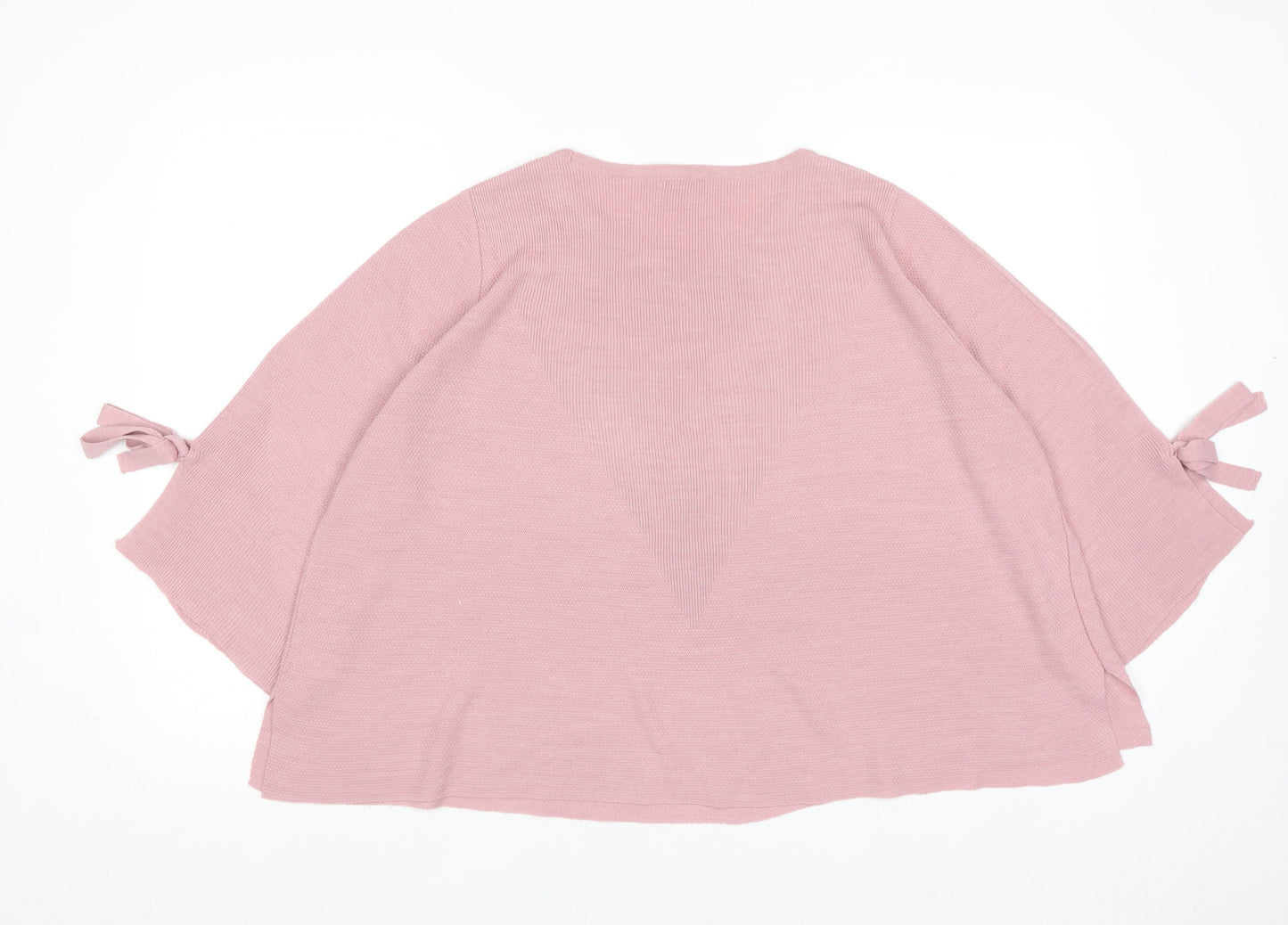Tu Women Pink Acrylic Crew Neck 3/4 Sleeve Bow Jumper Size 16