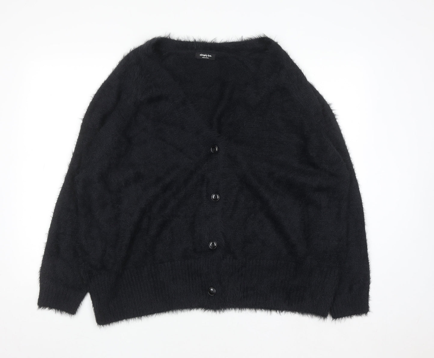 Simply Be Women's Black V-Neck Button Cardigan Size 24/26