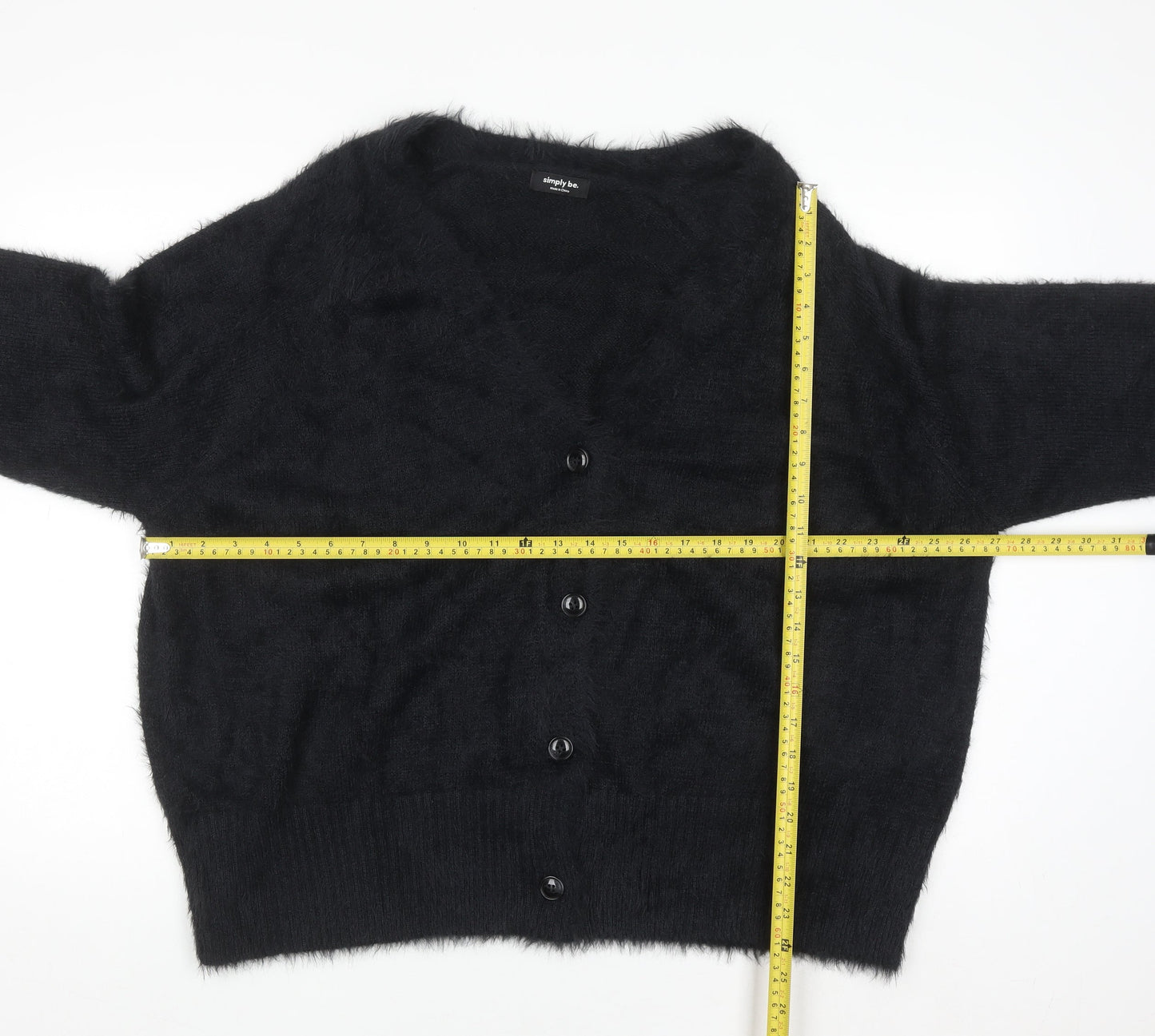 Simply Be Women's Black V-Neck Button Cardigan Size 24/26