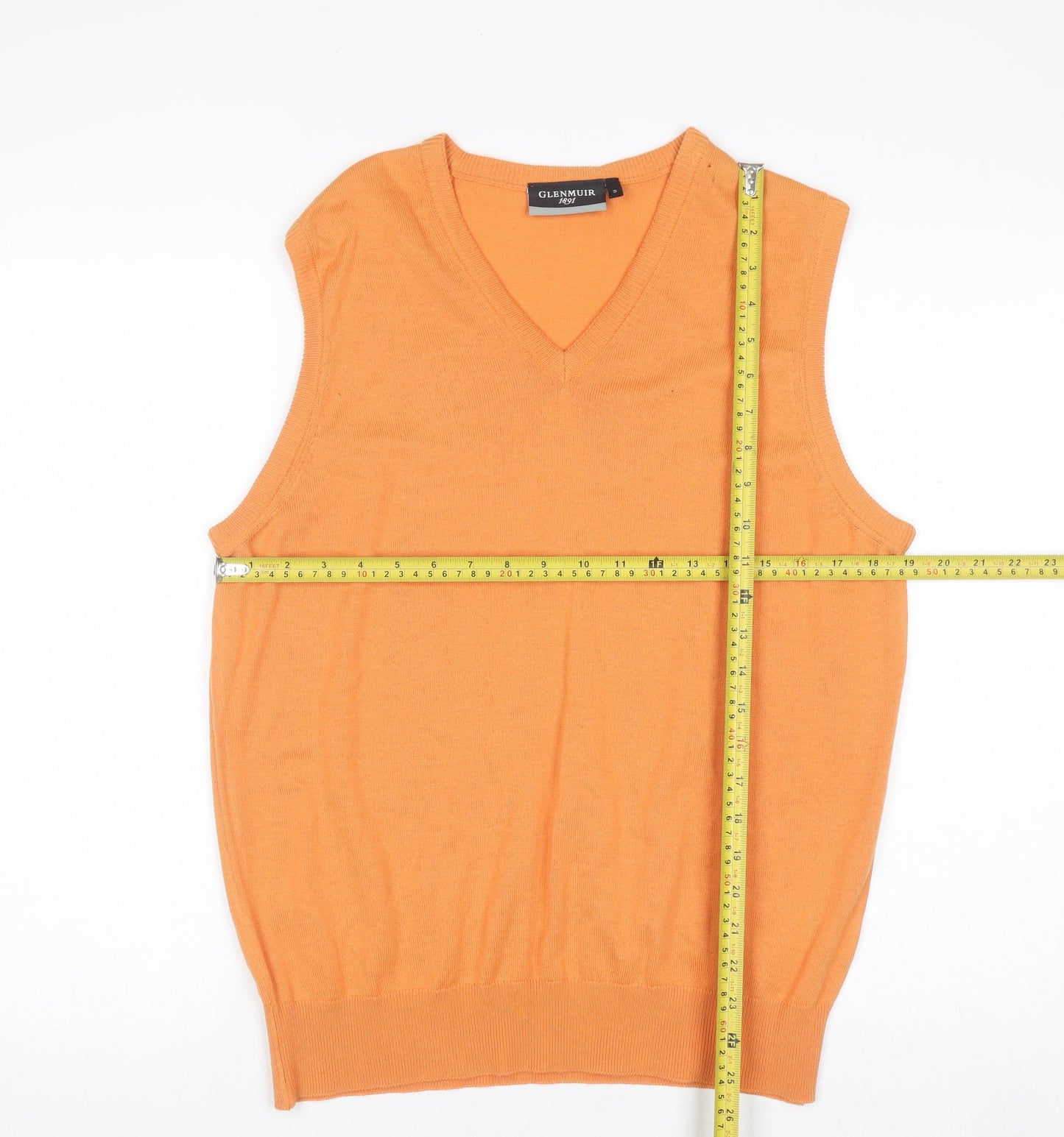 Glenmuir 1891 Men’s Orange Wool V-Neck Golf Vest Jumper Size S