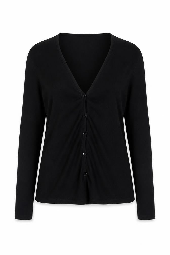 Zara Women's Black V-Neck Slim Fit Button Cardigan Size 14
