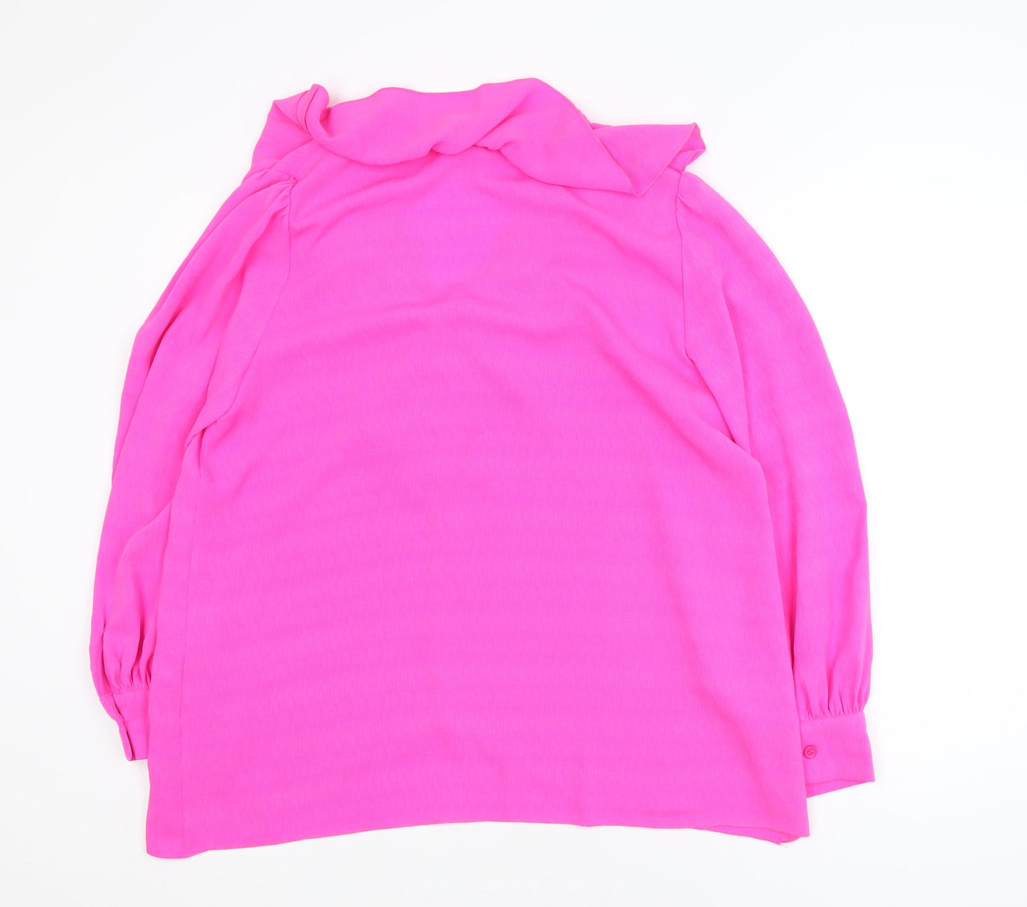 Maraislise Women's Pink Ruffle V-Neck Long Sleeve Blouse Size S