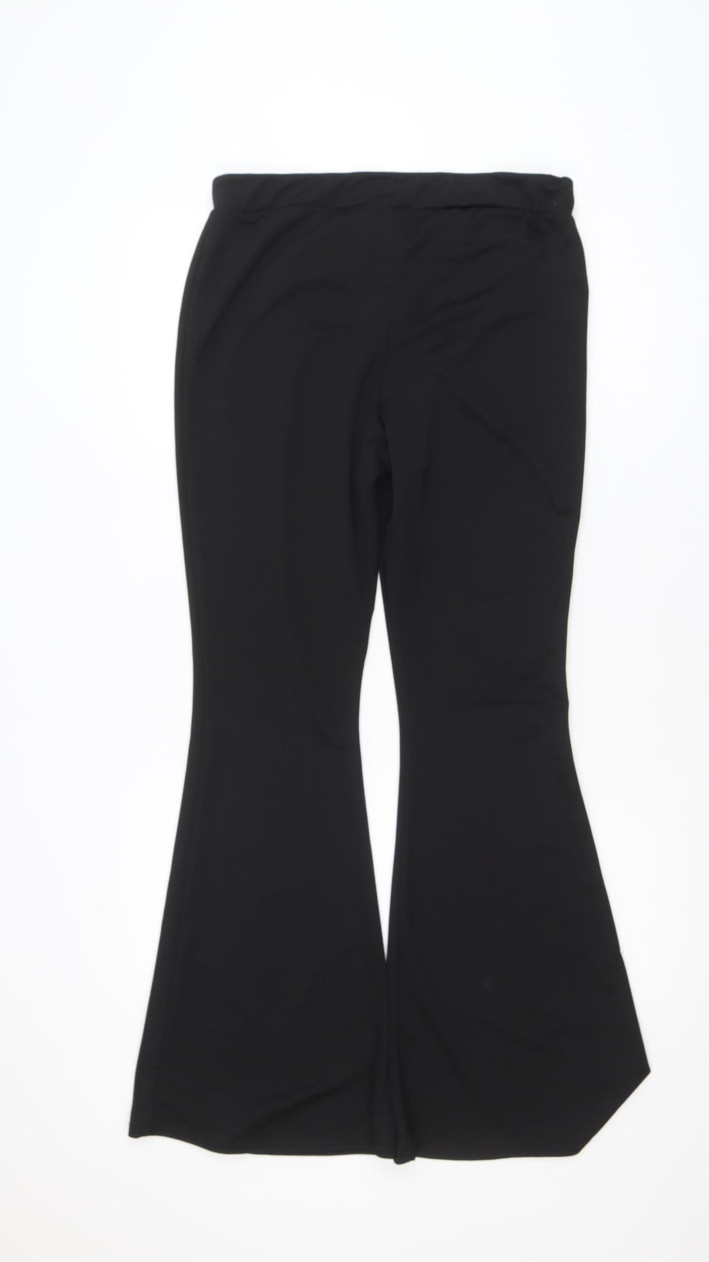 Boohoo Women Black Size 14 Mid Rise Stretch Jersey Leggings