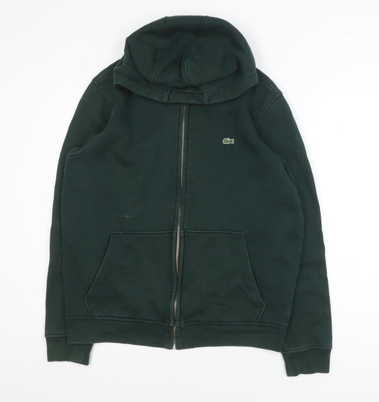 Lacoste Men's Green Full Zip Hoodie Size L Logo Cotton Blend