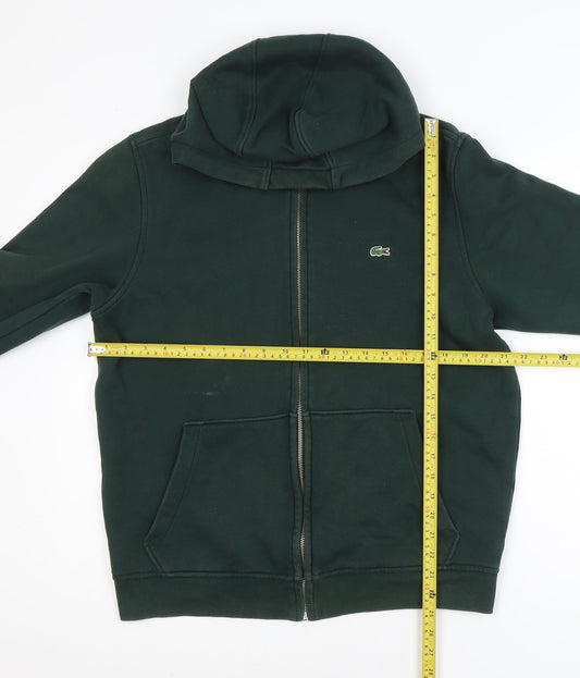 Lacoste Men's Green Full Zip Hoodie Size L Logo Cotton Blend