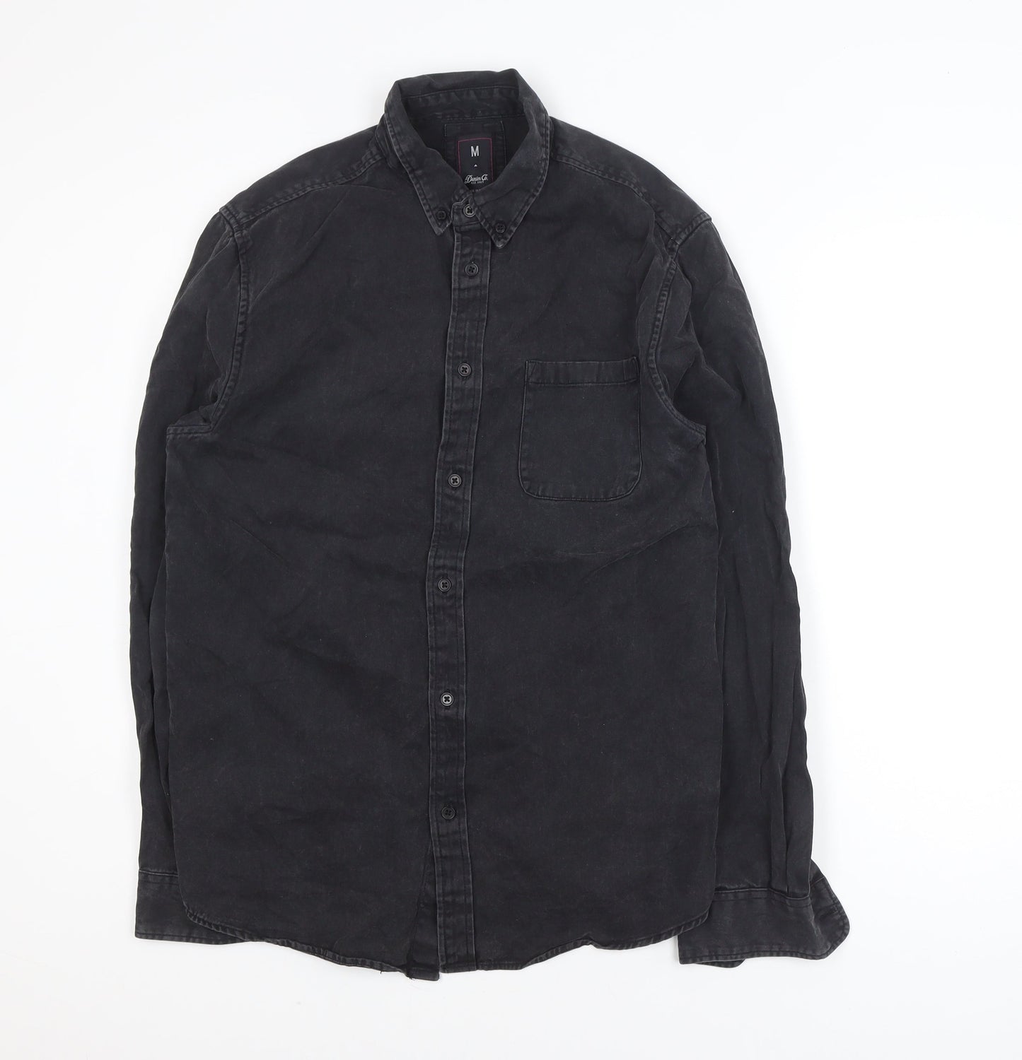 Denim Co. Women's Black Cotton Button-Up Long Sleeve Shirt M