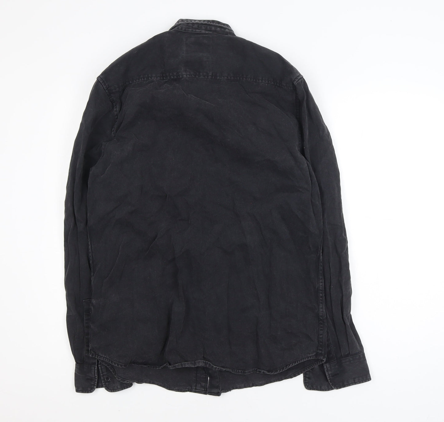 Denim Co. Women's Black Cotton Button-Up Long Sleeve Shirt M