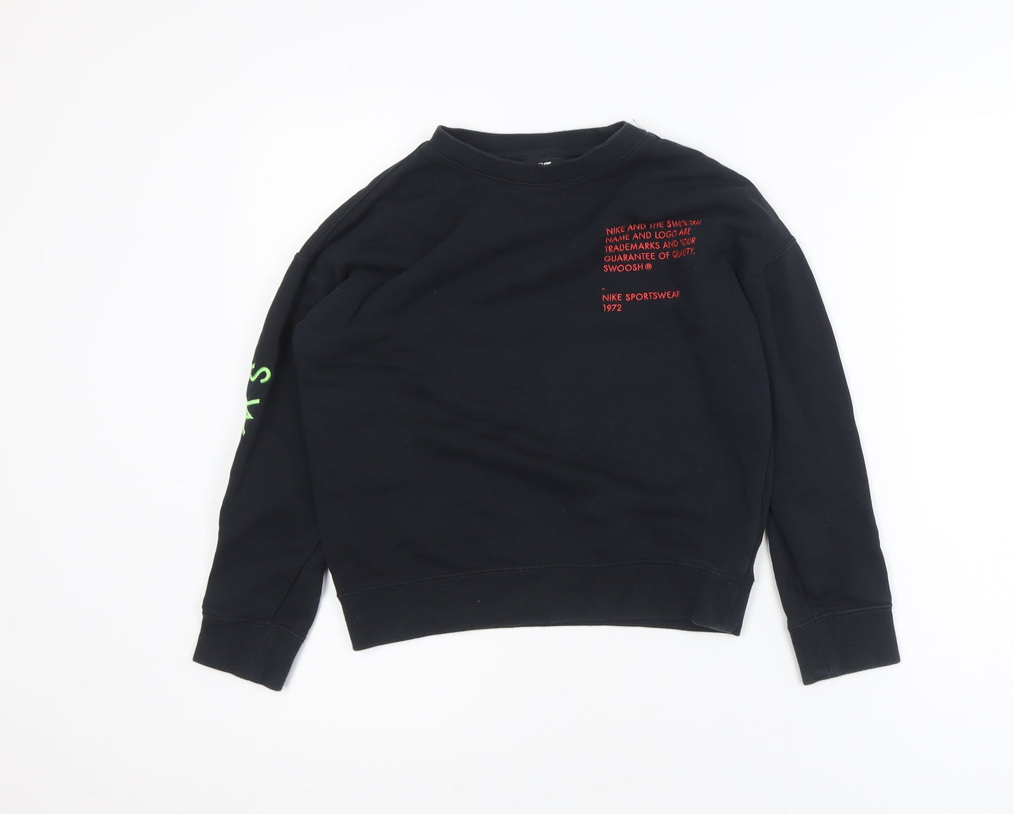 Nike Boys Black Graphic Pullover Sweatshirt Size Small 128-137cm