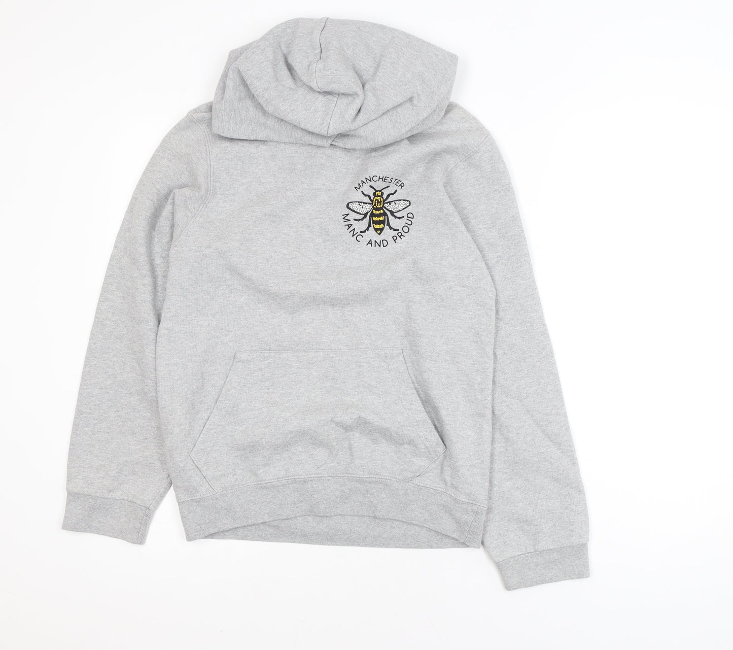 Printopolis Men’s Grey Manc and Proud Pullover Hoodie XS