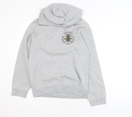 Printopolis Men’s Grey Manc and Proud Pullover Hoodie XS
