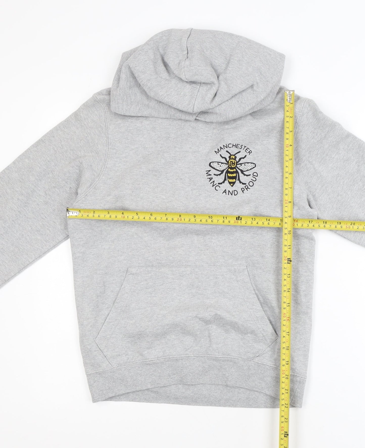 Printopolis Men’s Grey Manc and Proud Pullover Hoodie XS