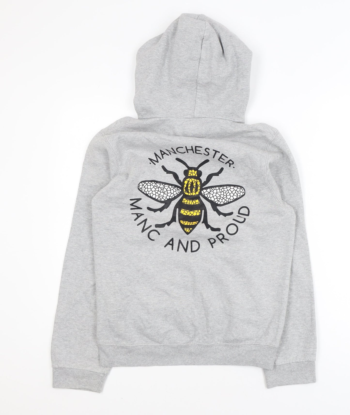 Printopolis Men’s Grey Manc and Proud Pullover Hoodie XS