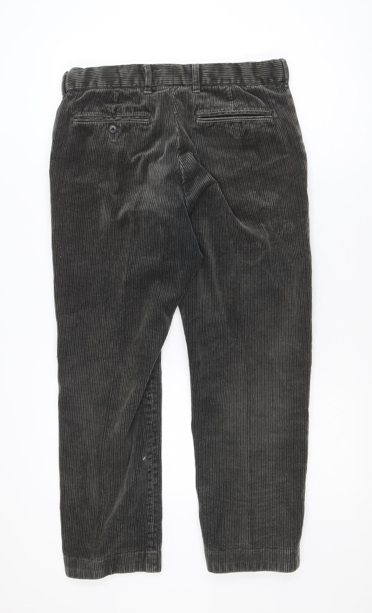Marks and Spencer Men's Grey Corduroy Regular Fit Trousers 32W 29L