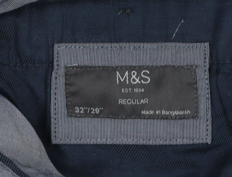Marks and Spencer Men's Grey Corduroy Regular Fit Trousers 32W 29L
