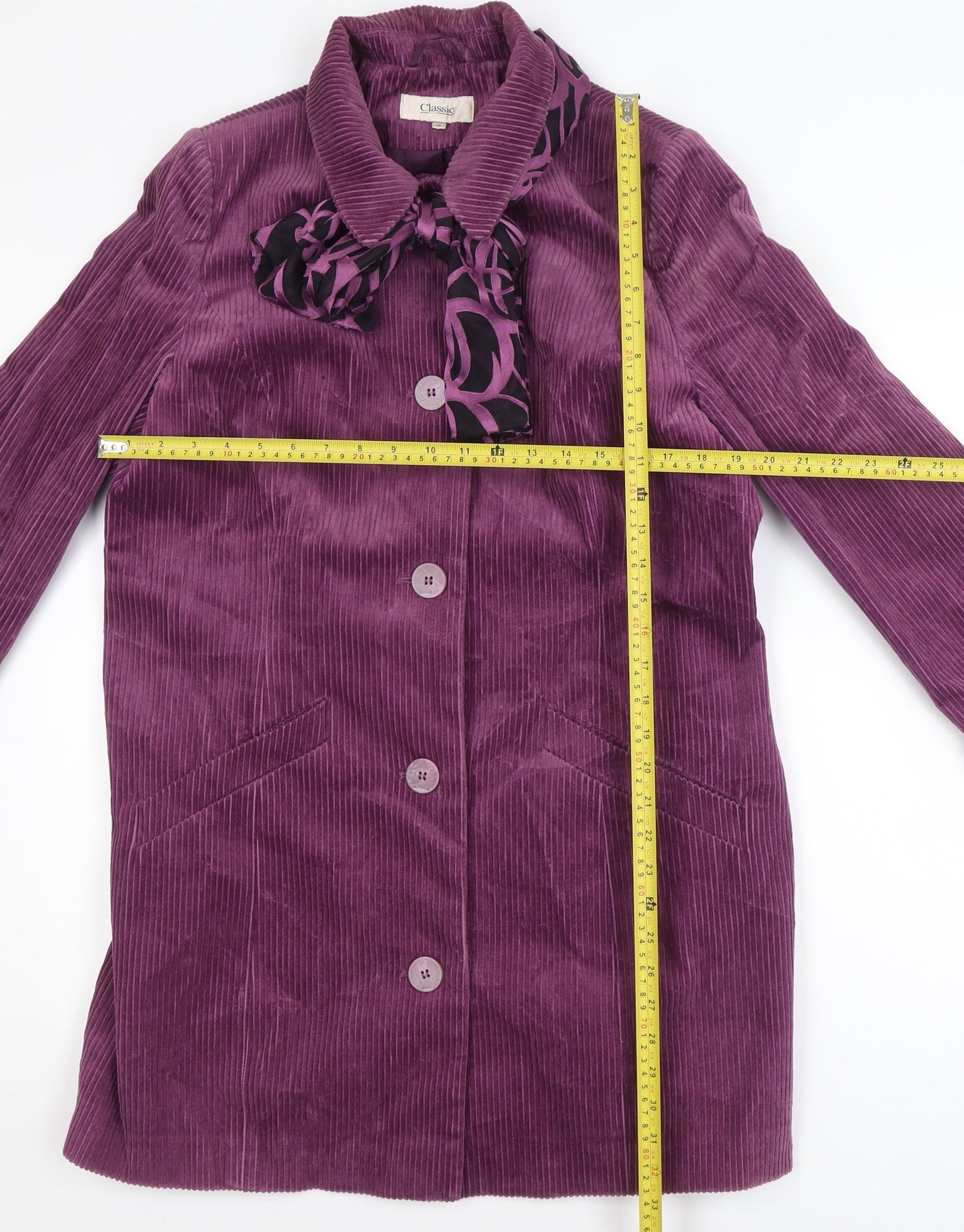 Classic Women's Purple Corduroy Mid-Length Coat Size 16