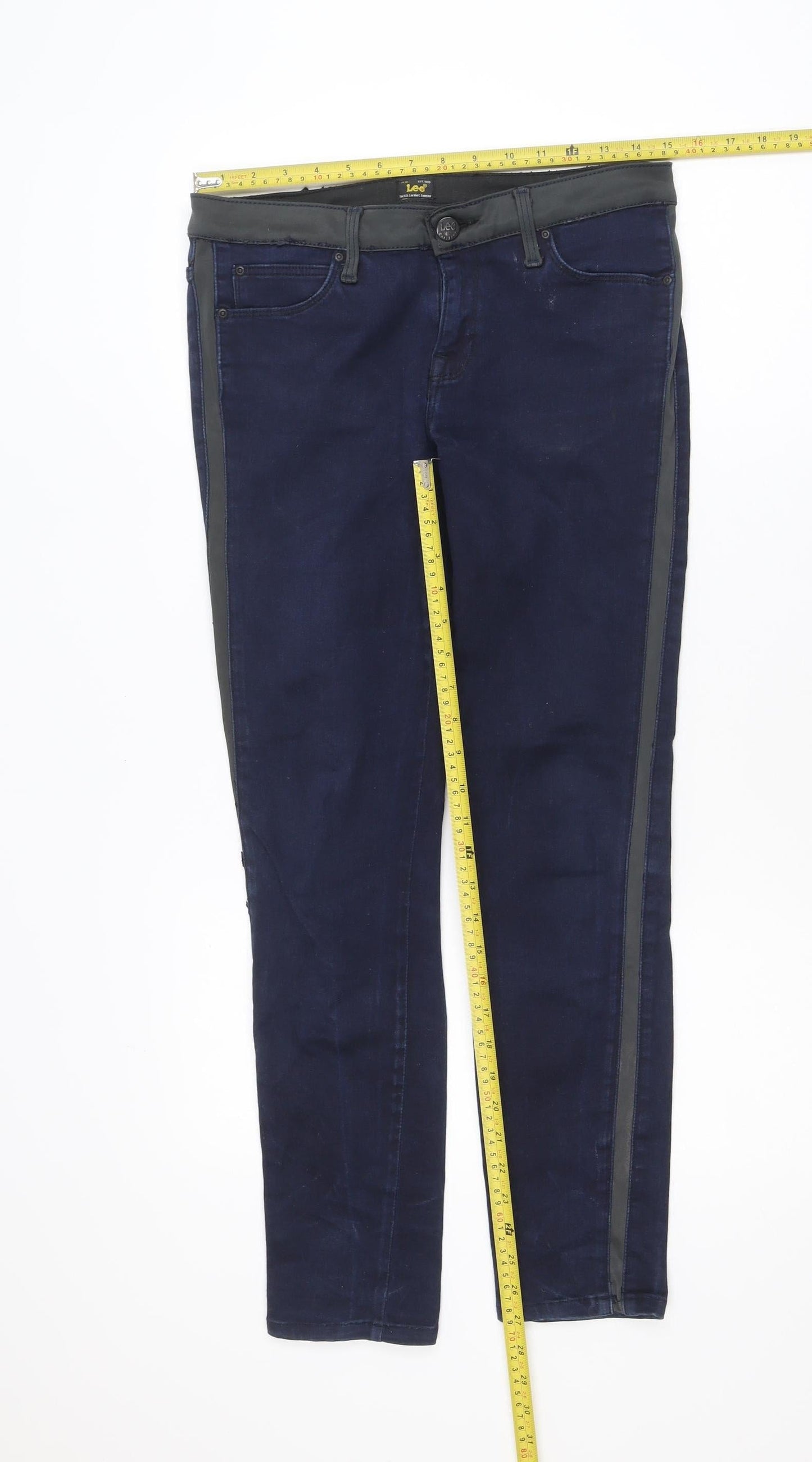 Lee Men's Blue Slim Fit Straight Jeans Size 32 Dark Denim