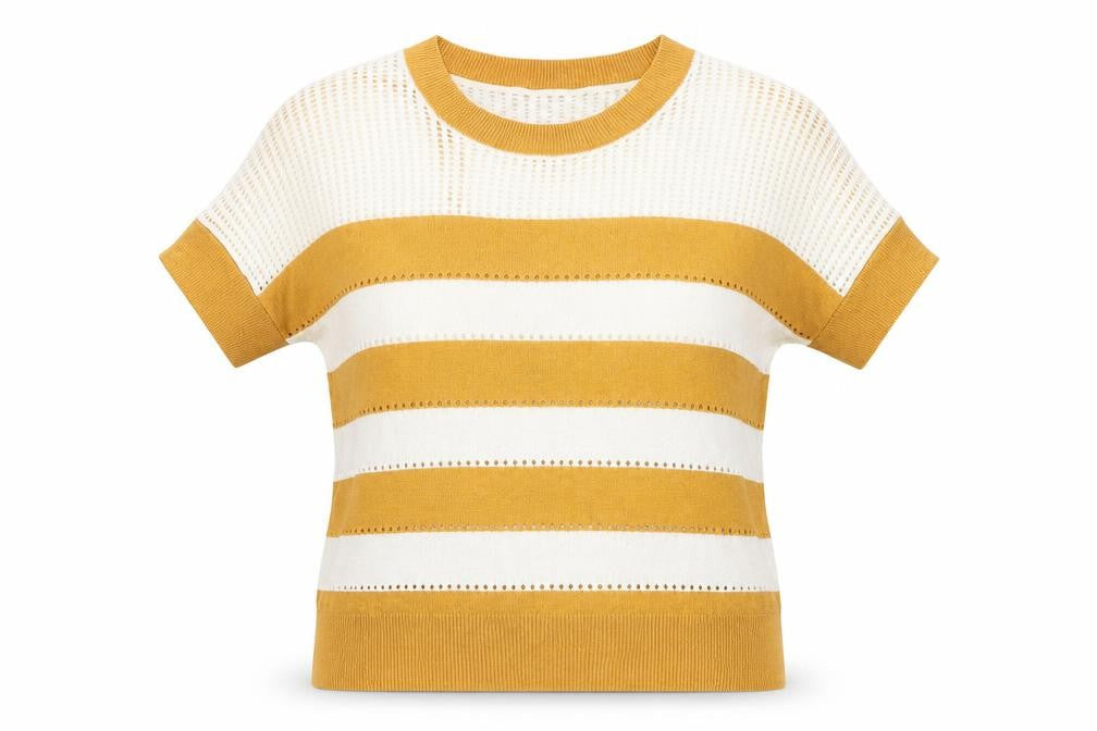 Next Women’s Brown Striped Knit Short Sleeve T-Shirt Size S