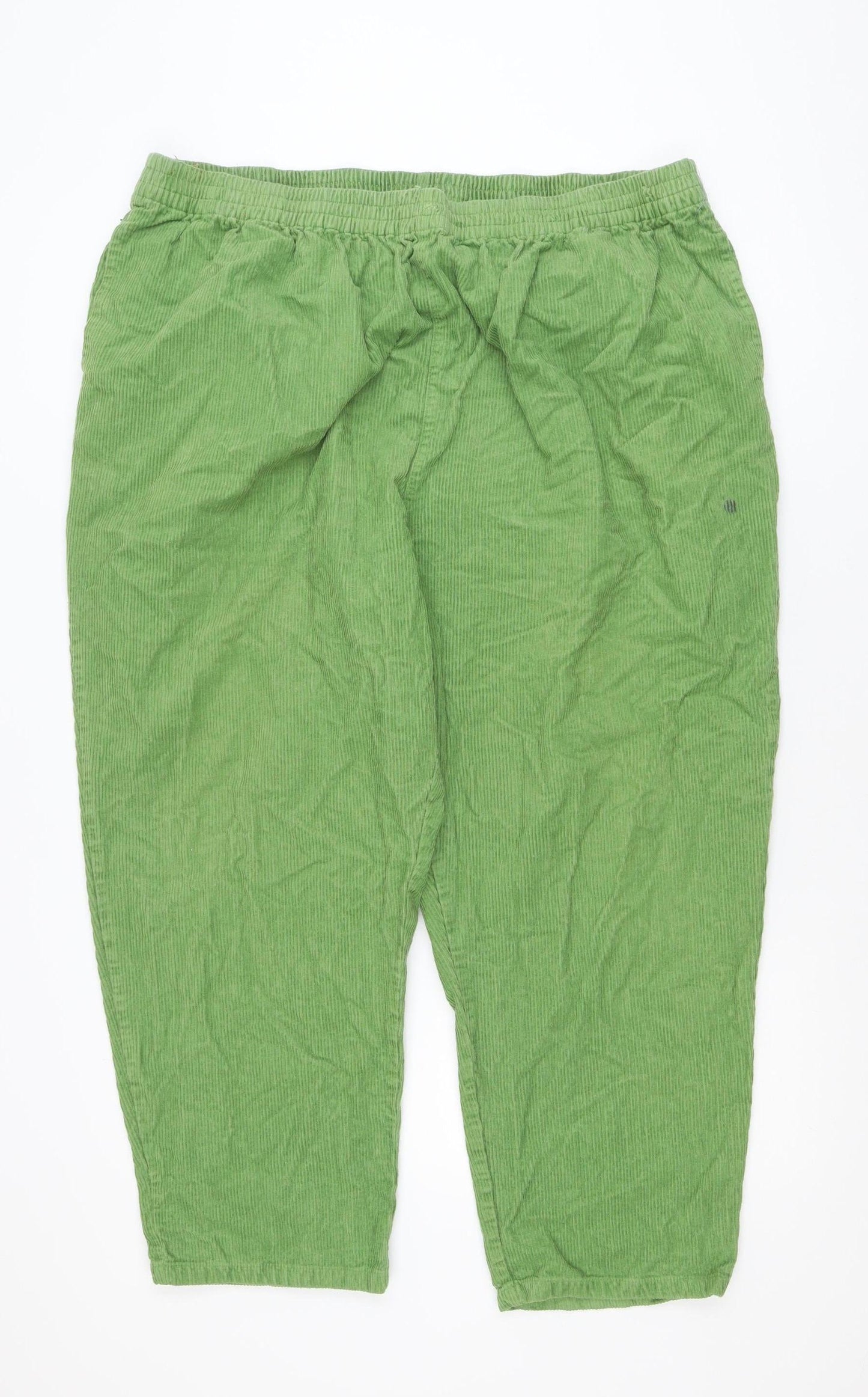 Wu & Yik Women's Green Corduroy Relaxed Trousers XL