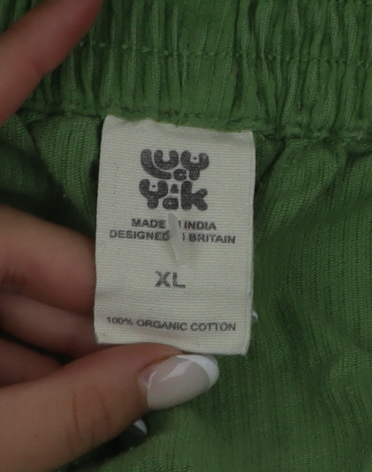 Wu & Yik Women's Green Corduroy Relaxed Trousers XL