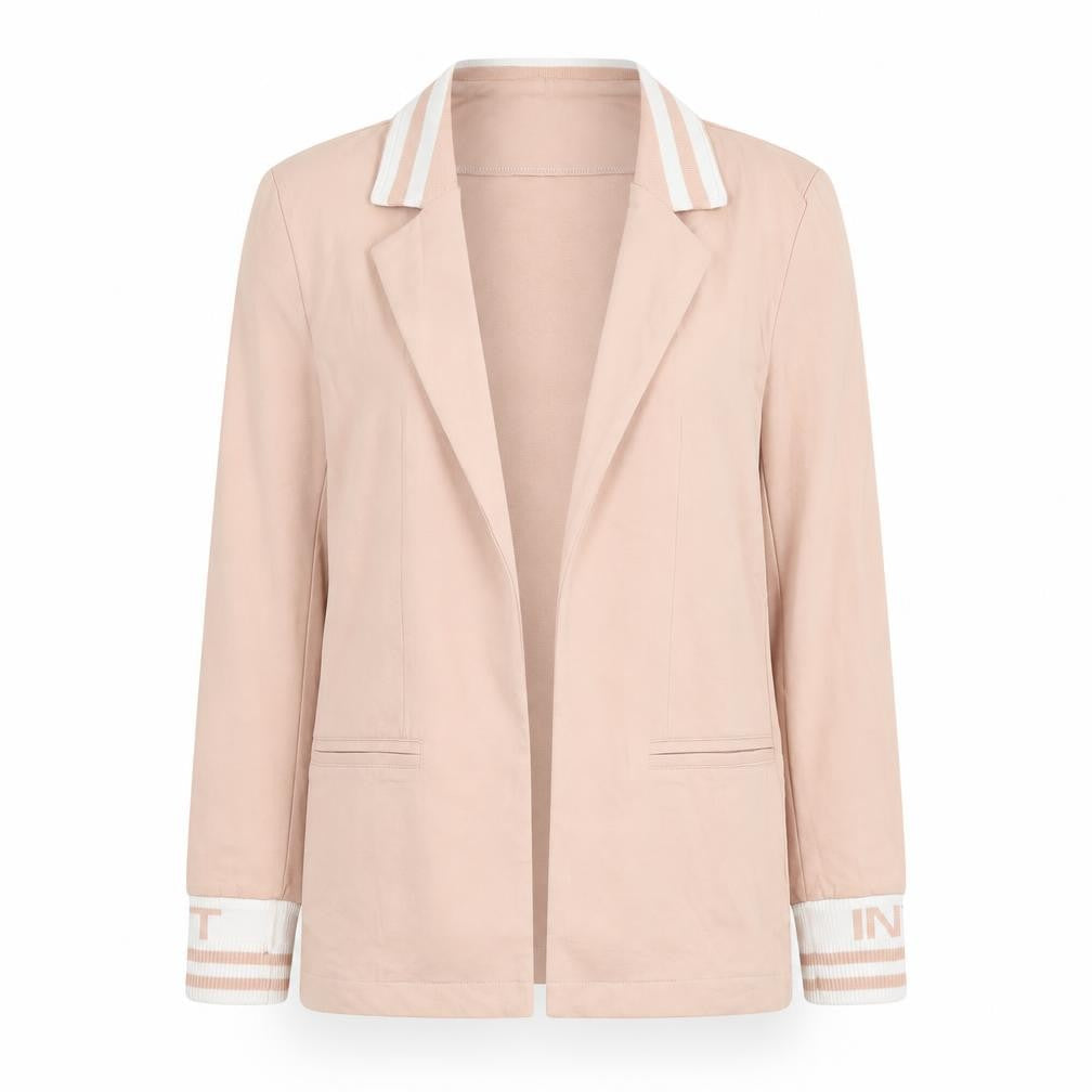 Megi Collection Women Beige Cotton Blend Blazer S-M Casual Long Sleeve