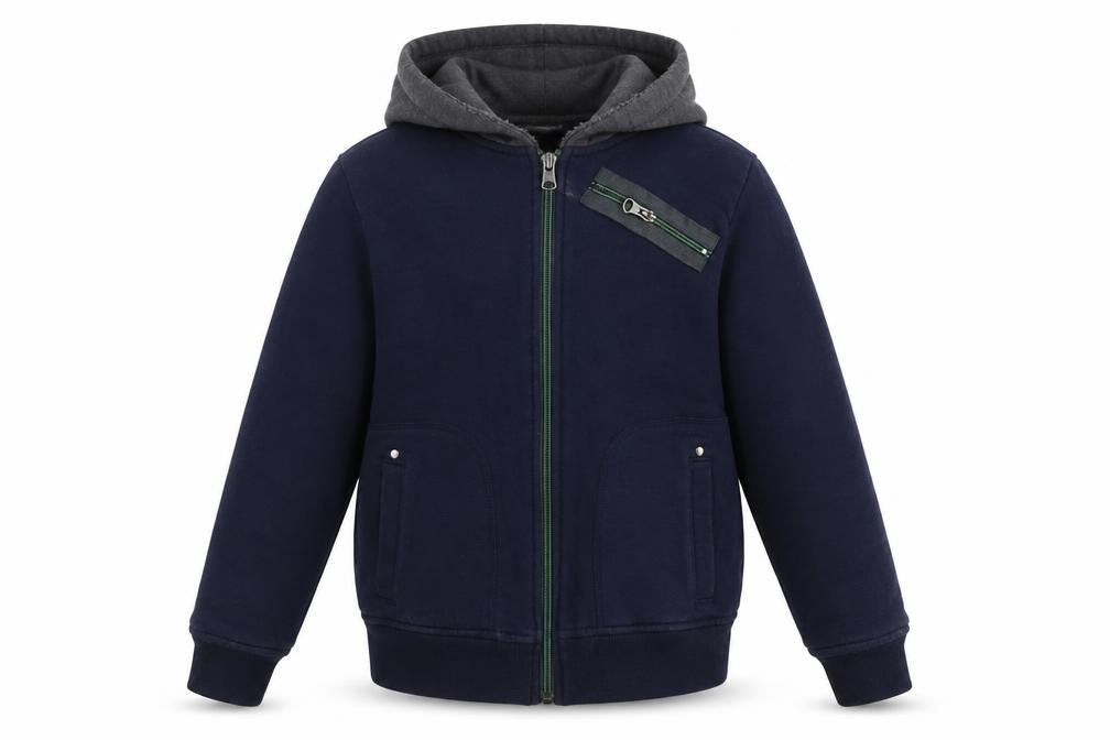 BC Clothing Boys Navy Full Zip Hoodie M (7-8 Years) Cotton Blend