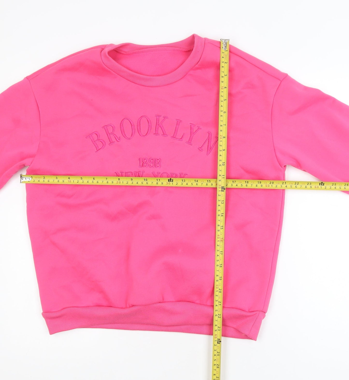 SHEIN Womens Pink 'Brooklyn New York' Pullover Sweatshirt Size 10