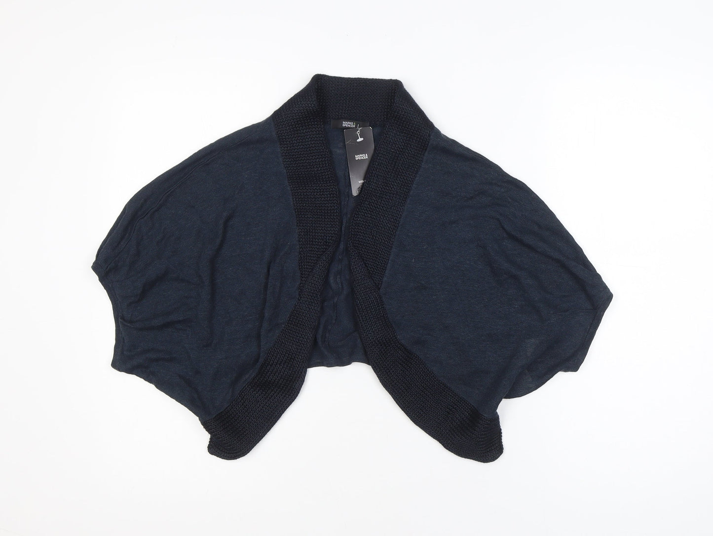 Marks and Spencer Women Blue Knit Shrug Size 14 Relaxed Fit