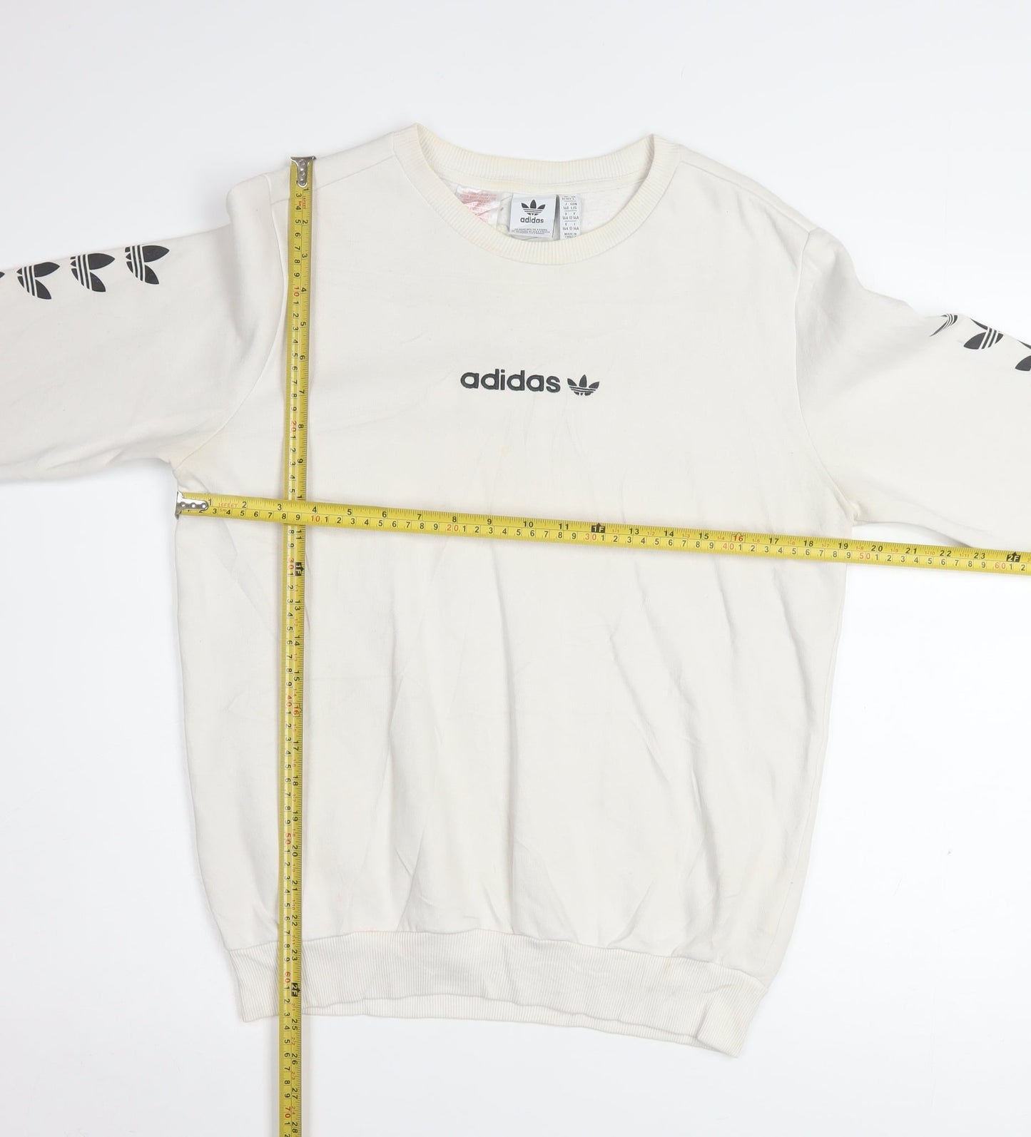 Adidas Boys Beige Crew Neck Pullover Sweatshirt L 13-14 Years