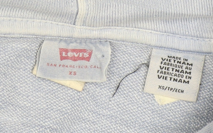 Levi's Women Blue XS Cotton Hooded Pullover Sweatshirt
