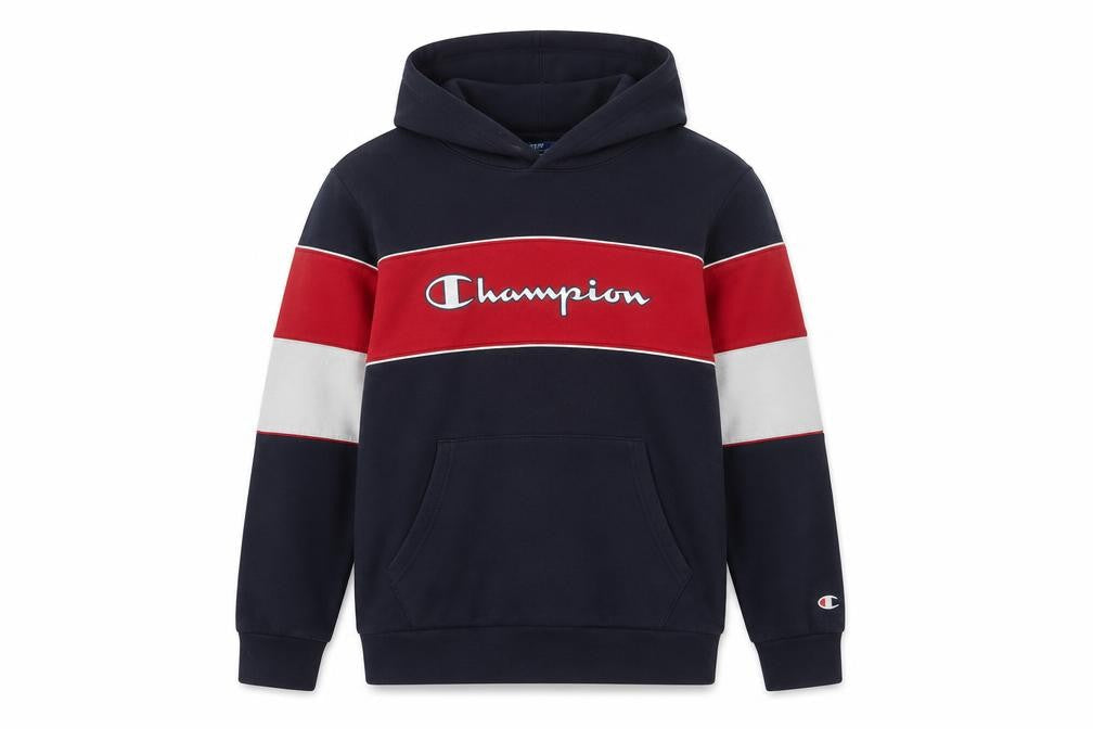 Champion Boys Navy Red Colourblock Pullover Hoodie Size 13-14 Years