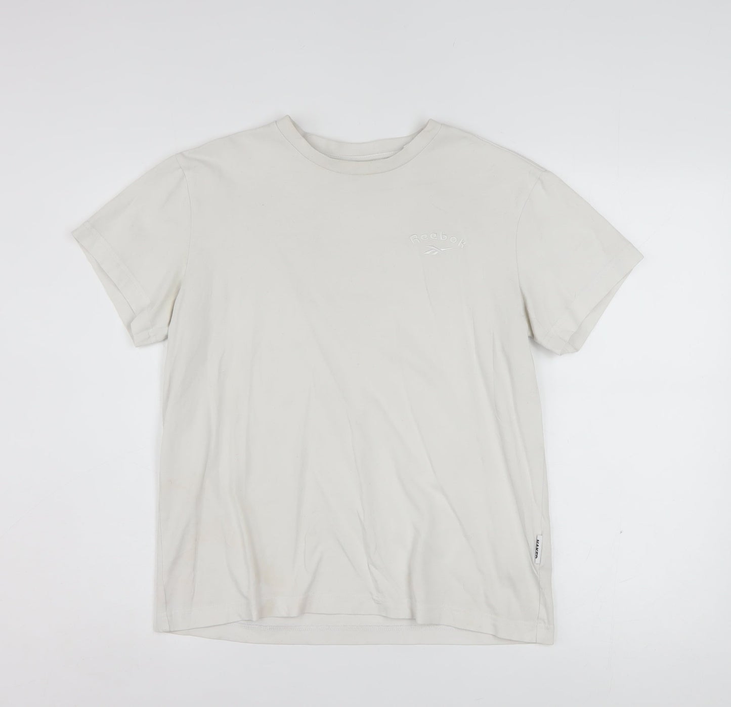 Reebok Women Ivory Cotton Short Sleeve T-Shirt S
