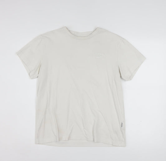 Reebok Women Ivory Cotton Short Sleeve T-Shirt S