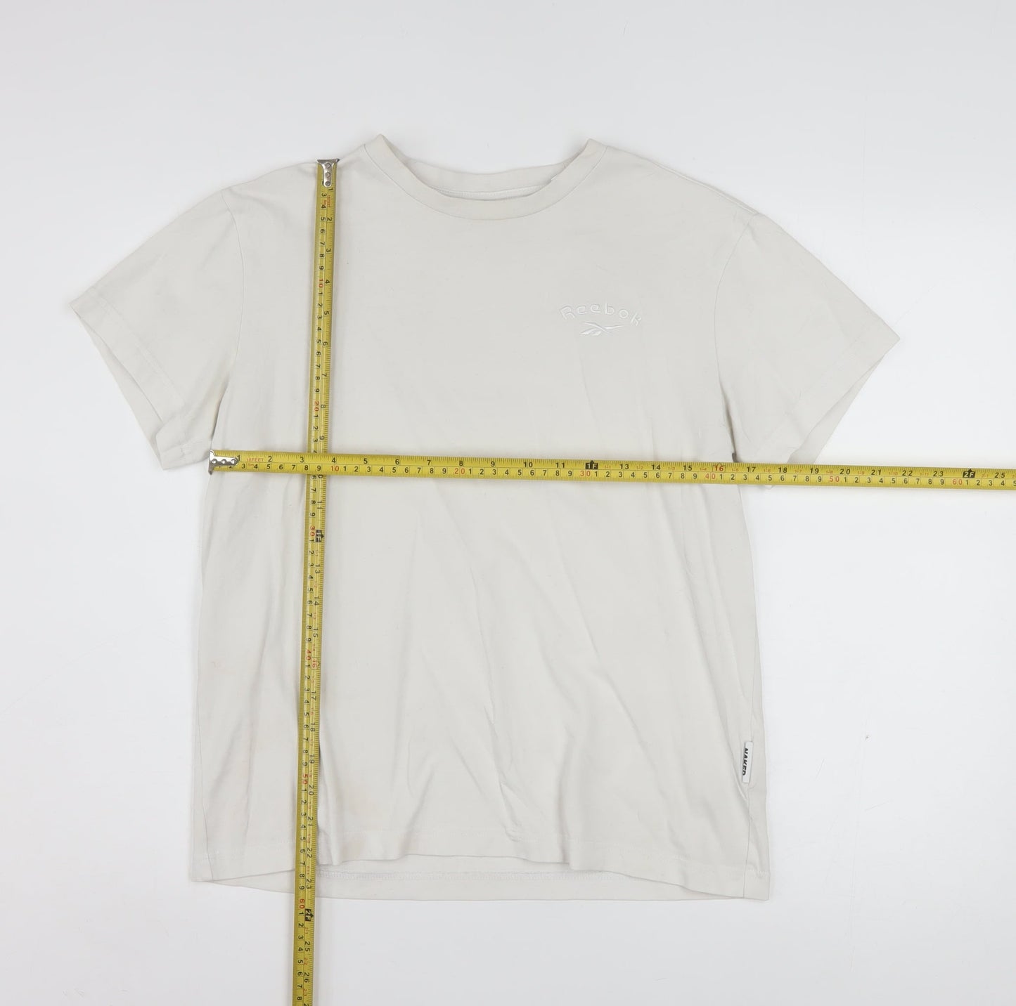 Reebok Women Ivory Cotton Short Sleeve T-Shirt S